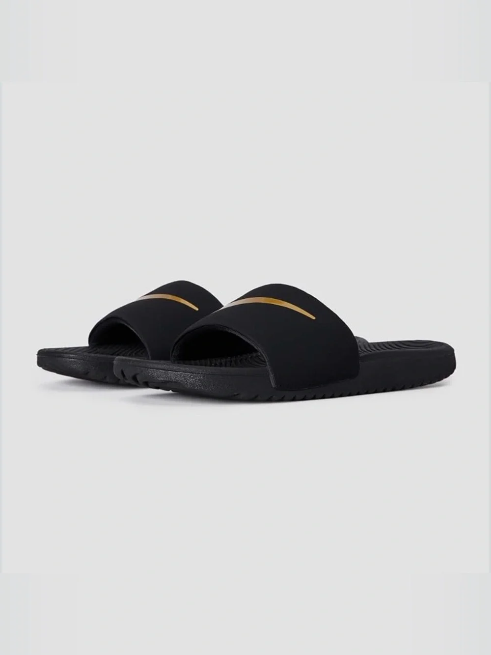 Nike Kawa Slide Kids 13C Black Metallic Gold Slides Sandals